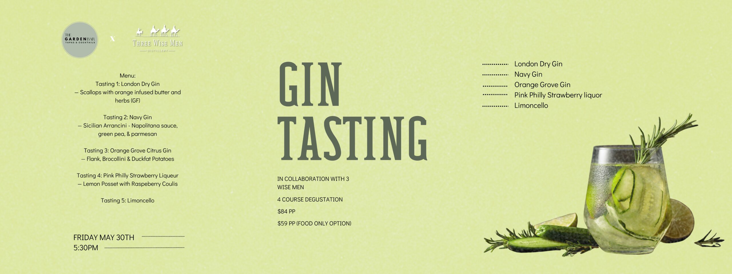 Gin Tasting Event with Three Wise Men Distillery