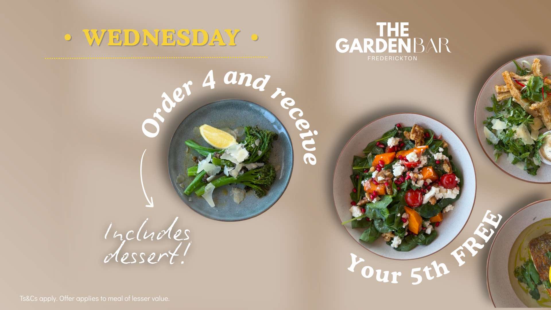 Wednesday Lunches – 5 plates for the price of 4!